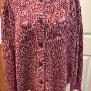 Talbots Pink, Red and White Knit Cardigan